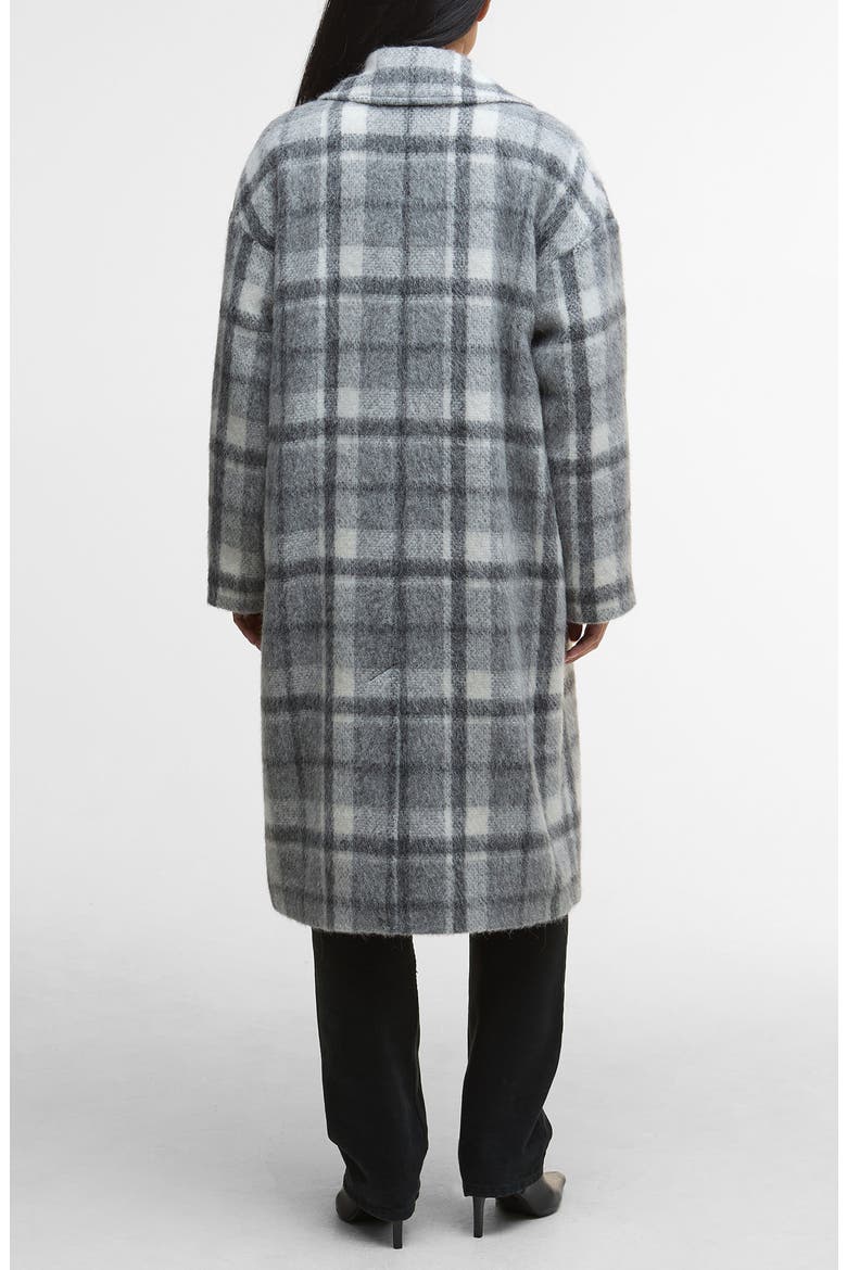 Fenella Tartan Double Breasted Long Coat, Alternate, color, SOFT GREY CHECK/ ONYX TARTAN