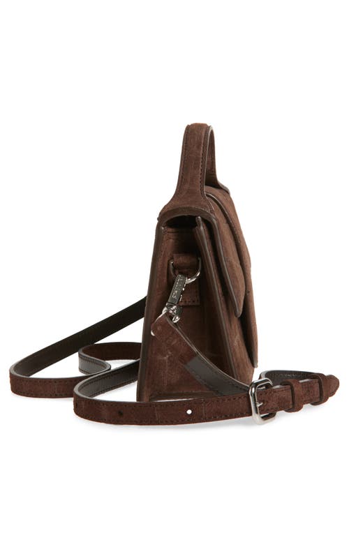 Jacquemus Le Grand Bambino Croc Embossed Suede Crossbody Bag In Dark Brown 880