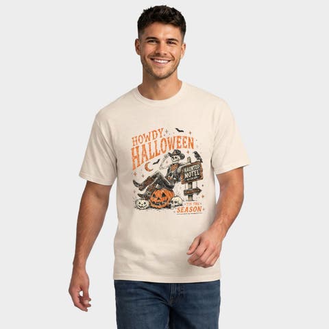 Howdy Halloween Skeleton Garment Dyed T-Shirt