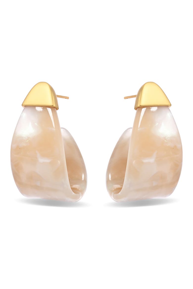 Valora Resin Hoop Earrings, Alternate, color, GOLD
