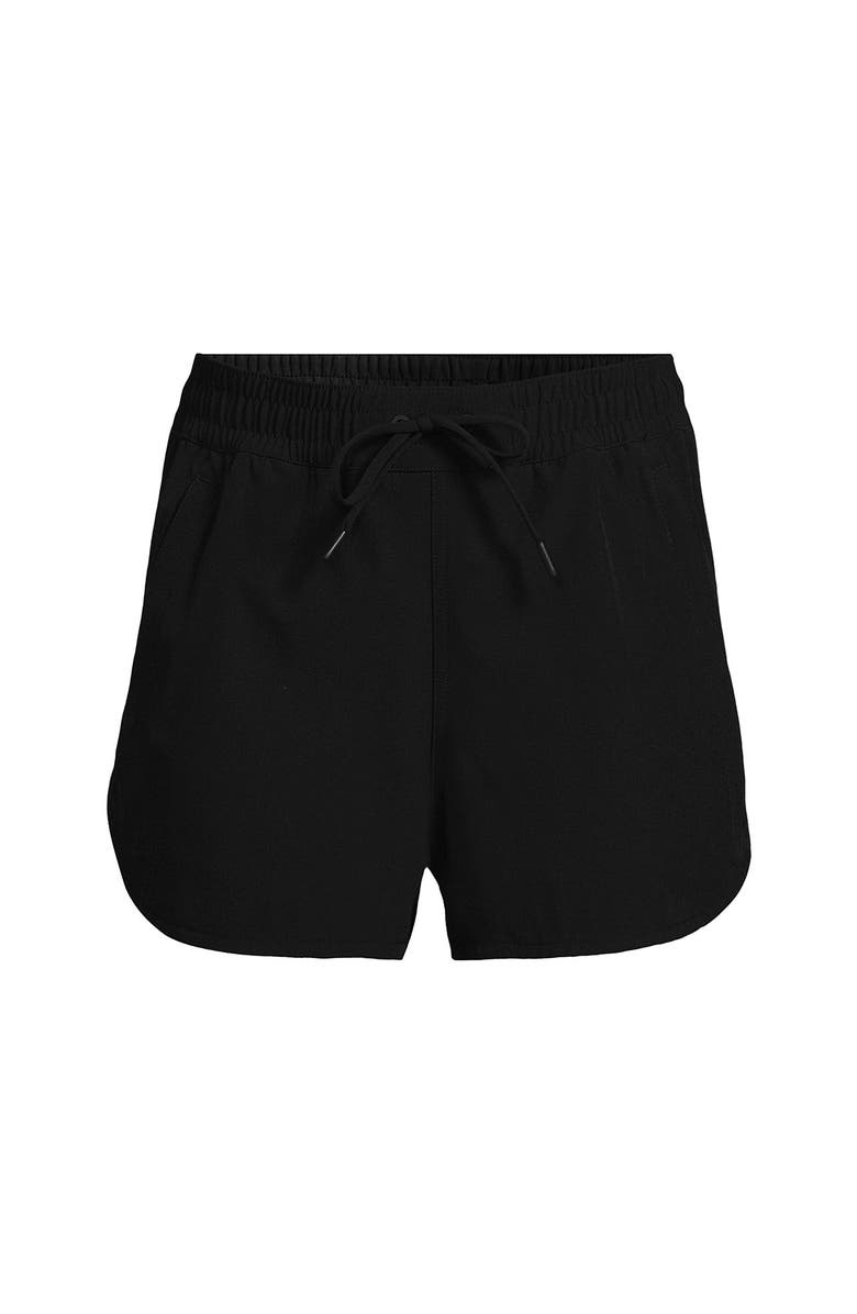 Lands' End Woven Packable 3" Dolphin Hem Swim Cover-up Shorts, Alternate, color, Black