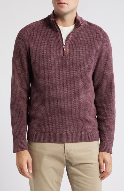 Sunbreak Half Zip Textured Cotton Sweater