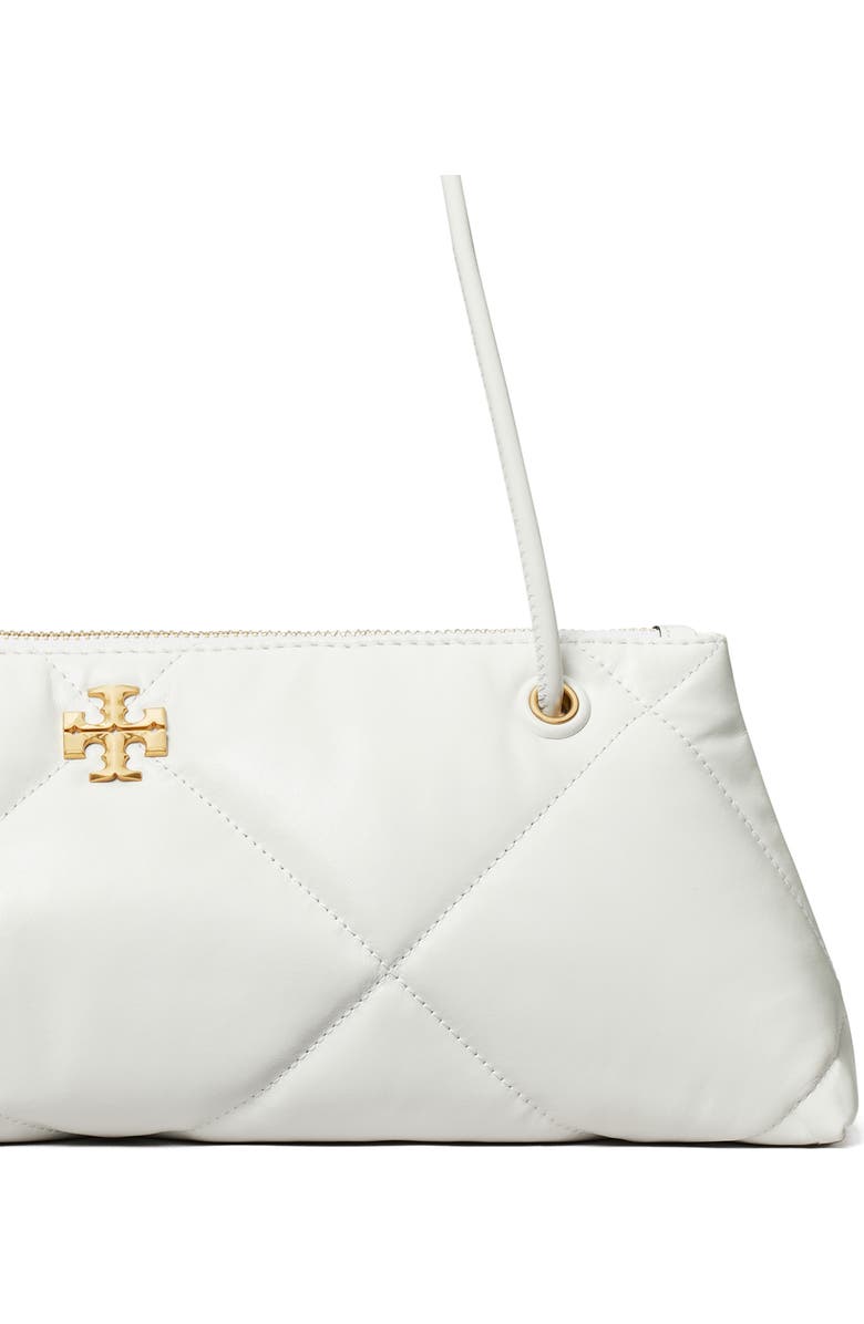 Tory Burch Kira Diamond Quilted East/West Leather Shoulder Bag, Alternate, color, Blanc