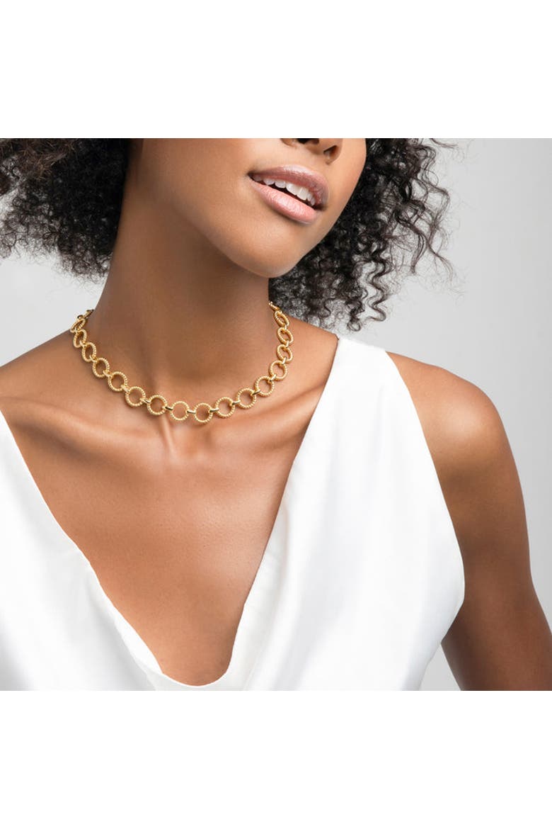 Modern Circle Link Necklace with moissanite stone, Alternate, color, Yellow Gold