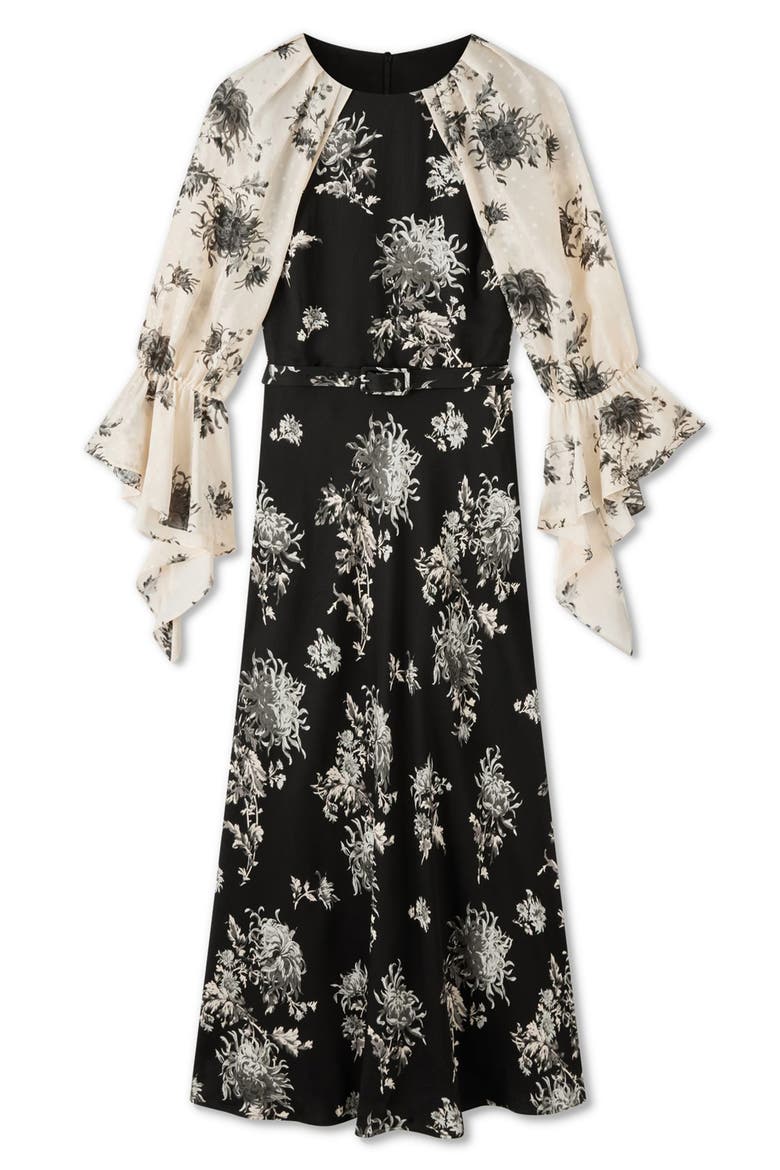 Mimi Floral Print Midi Dress, Alternate, color, CREAM MULTI