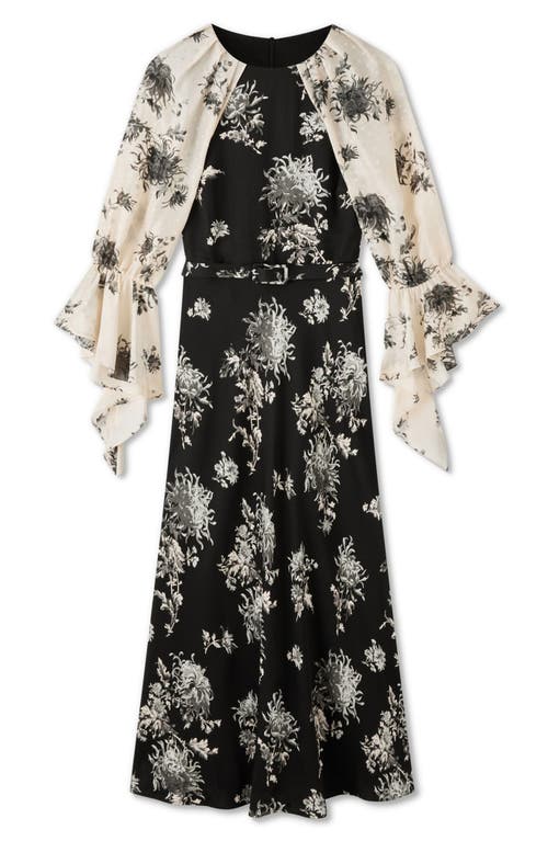 Lk Bennett Mimi Floral Print Midi Dress In Black