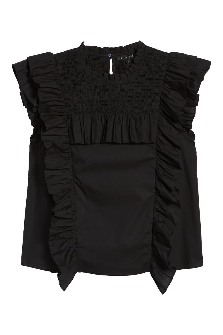 Ruffle Top, Alternate, color, BLACK