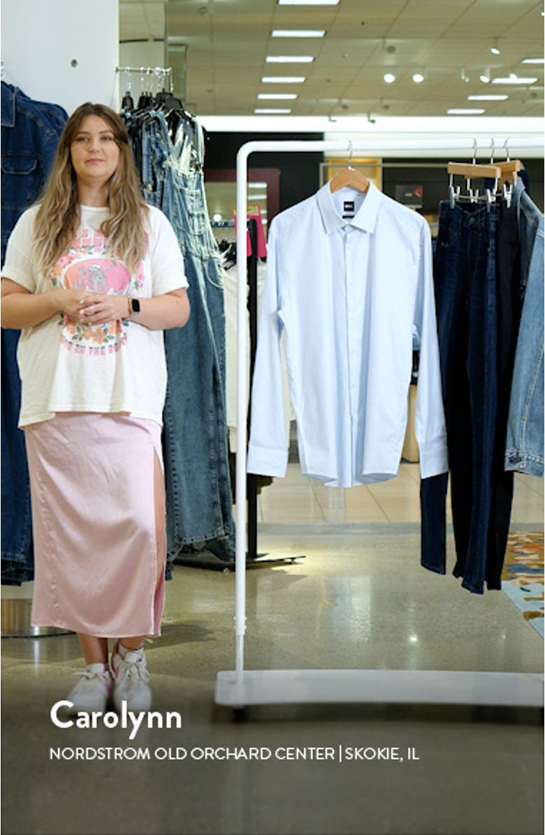 Hank Slim Fit Easy Iron Stripe Stretch Dress Shirt, sales video thumbnail