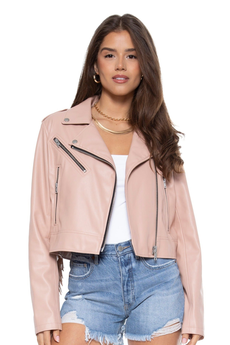 The Way She Moves Unreal Leather Jacket, Alternate, color, Blush
