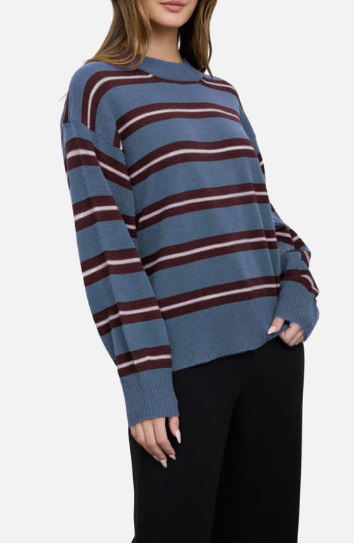 Blu Pepper Stripe Crew Sweater In Blue