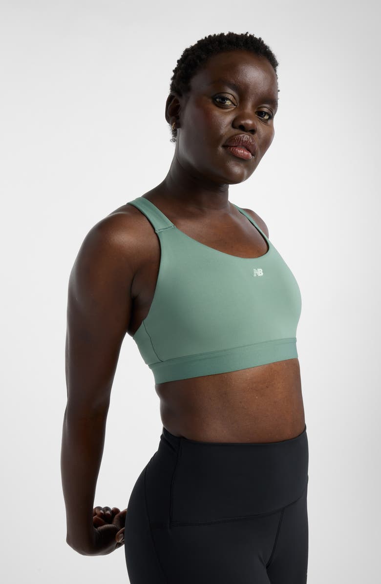 New Balance Essentials Training Racerback Sports Bra, Alternate, color, Green