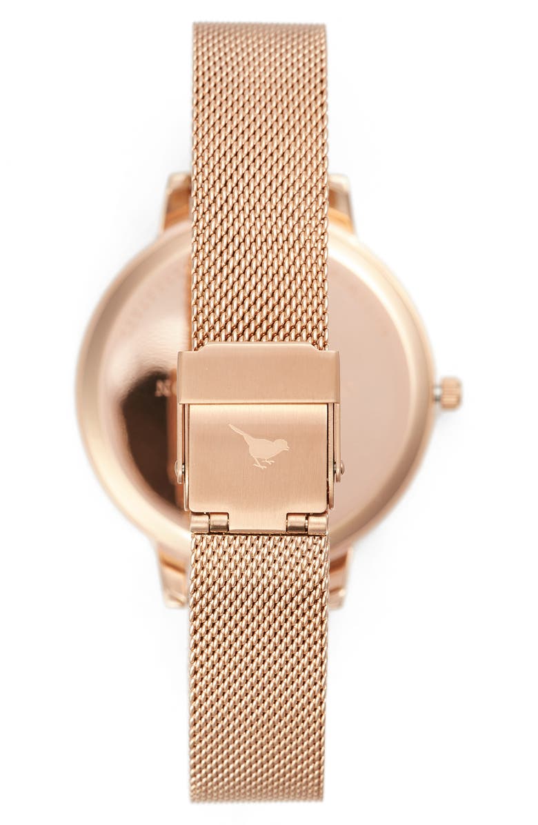 Olivia Burton Oliva Burton Abstract Florals Mesh Bracelet Watch, 38mm, Alternate, color,