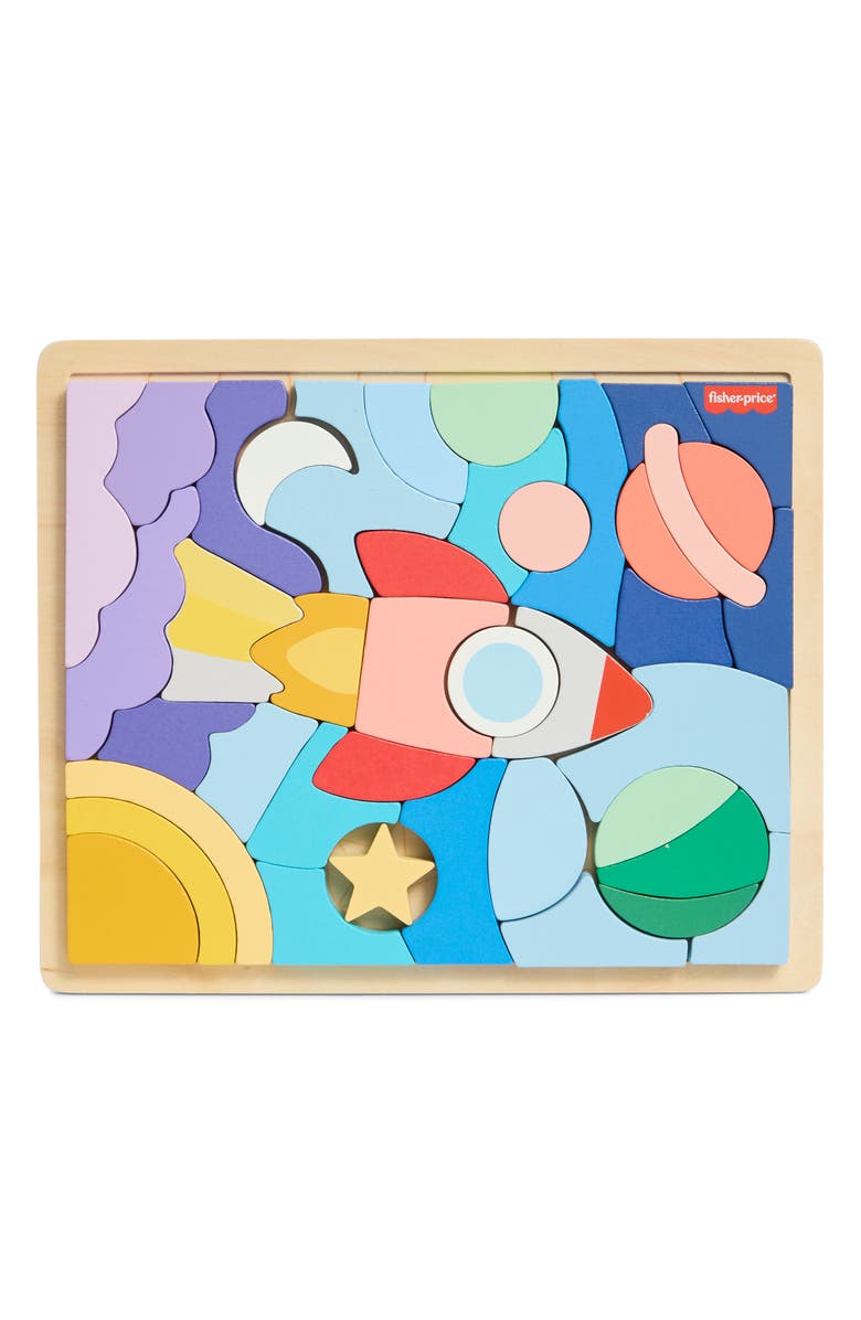 FISHER PRICE Wooden Space Blocks Puzzle, Main, color, Space