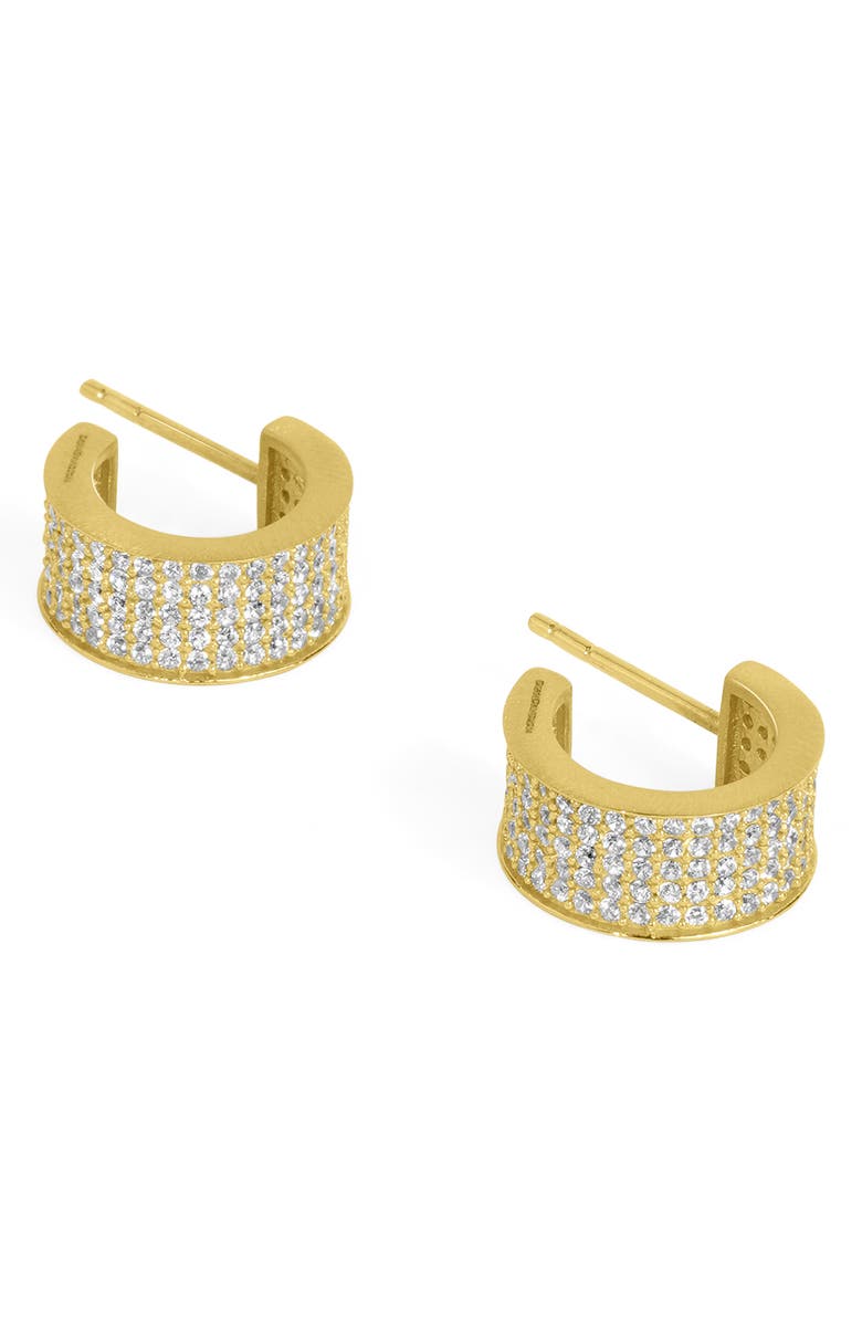 Dean Davidson Petit Pavé Thick Huggie Earrings, Alternate, color, White Topaz/ Gold