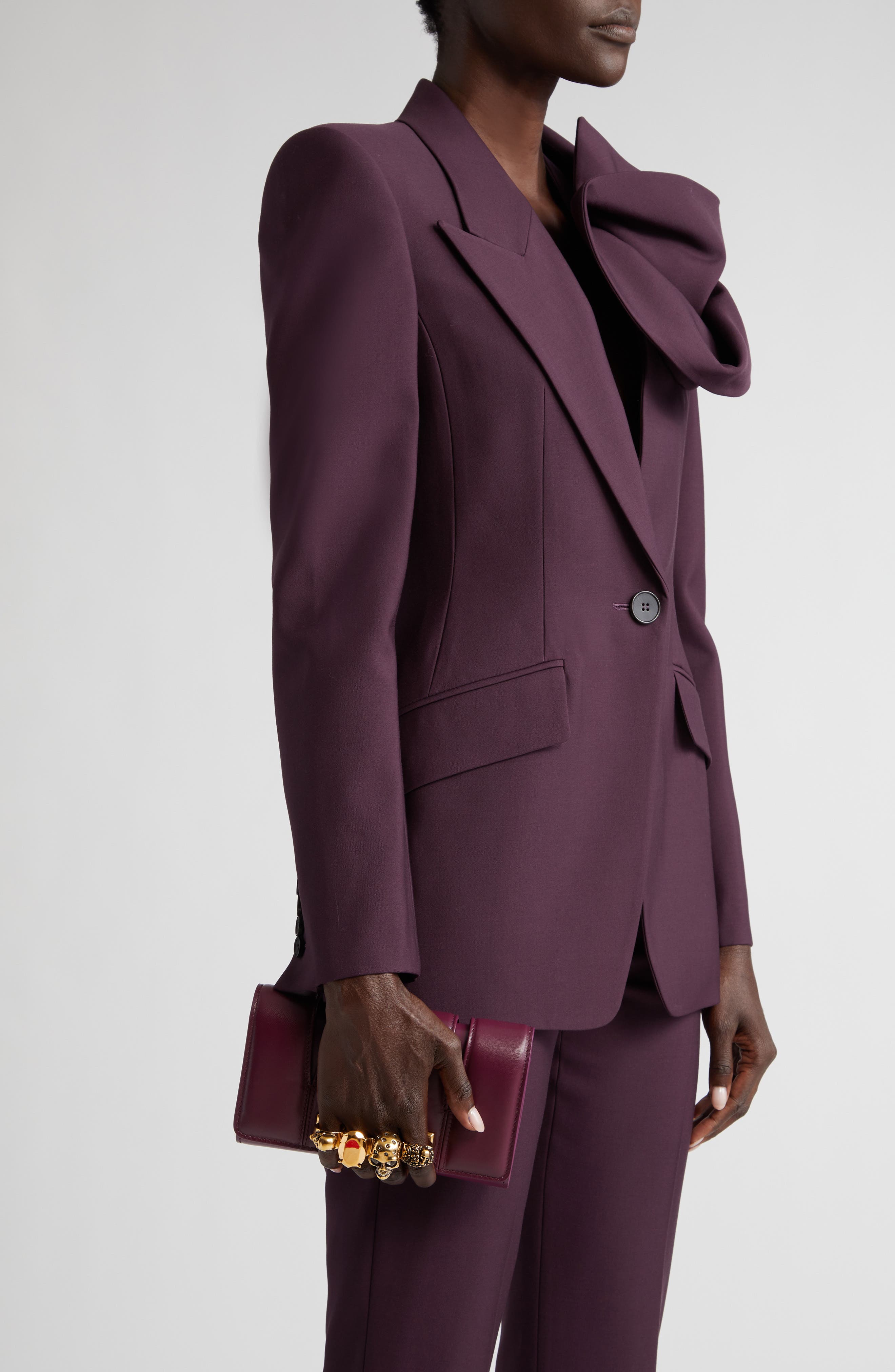 McQueen Slash Cutout Knuckle Leather Clutch, Alternate, color, 