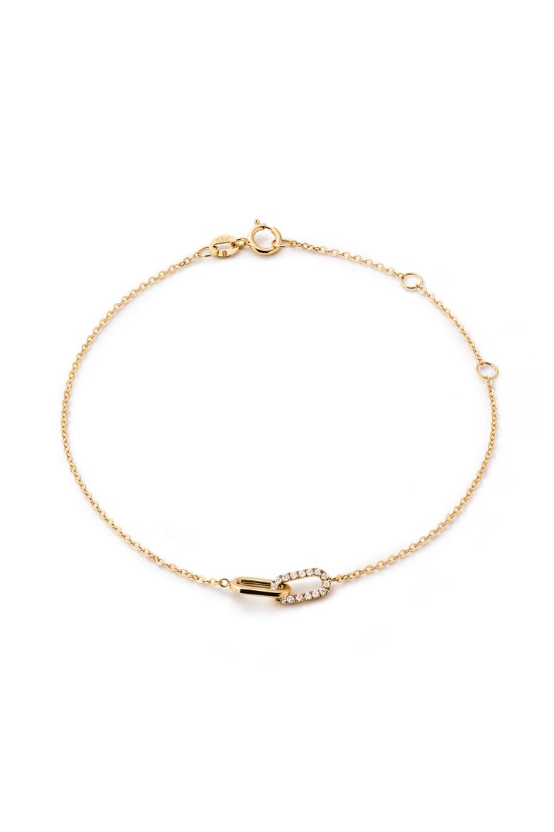Solid Yellow Gold - Diamond Link Bracelet, Main, color, Gold