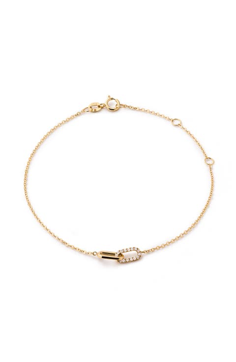 Solid Yellow Gold - Diamond Link Bracelet
