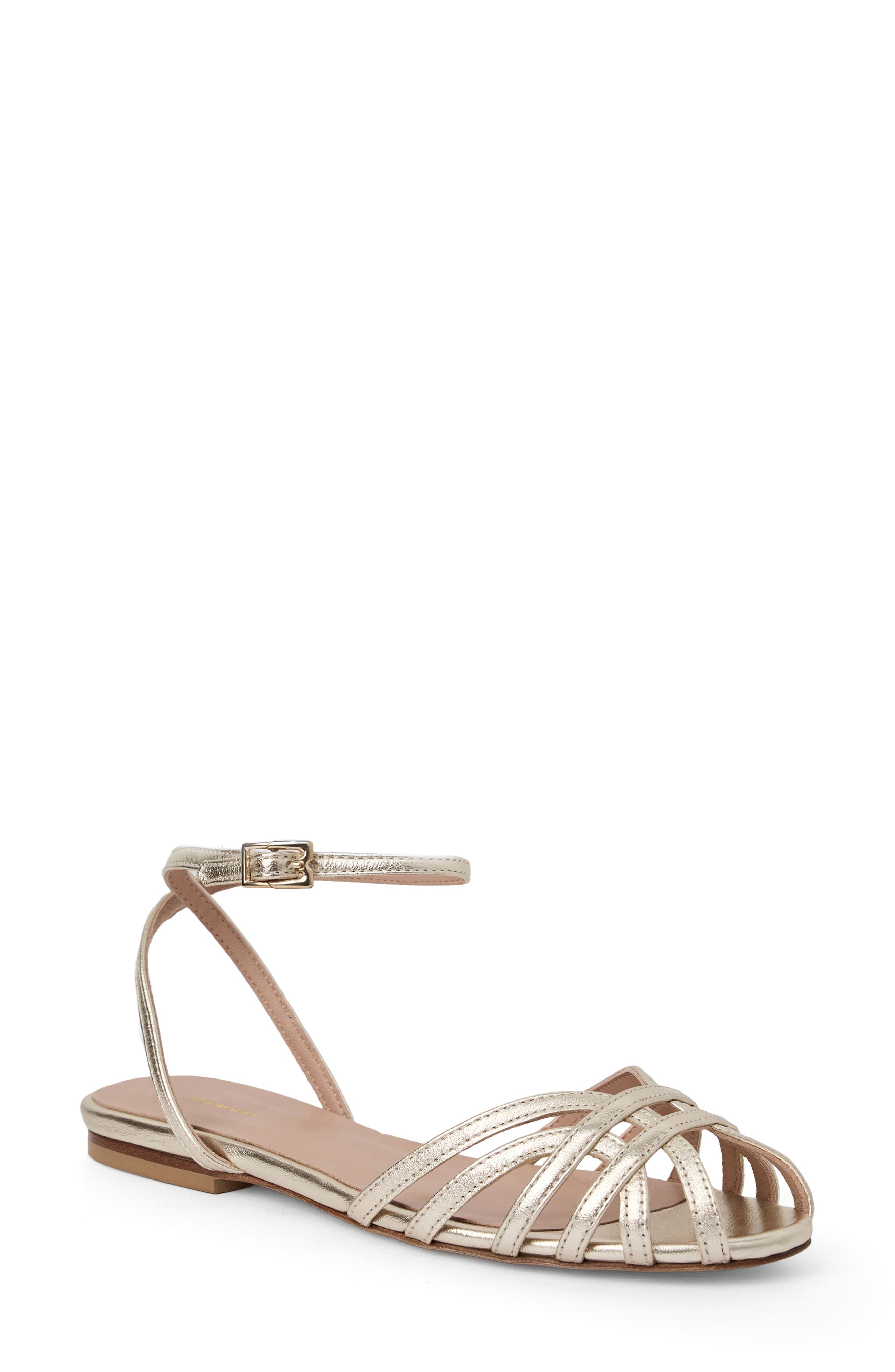 Bruno Magli Marta Ankle Strap Sandal, Main, color, Gold Metallic