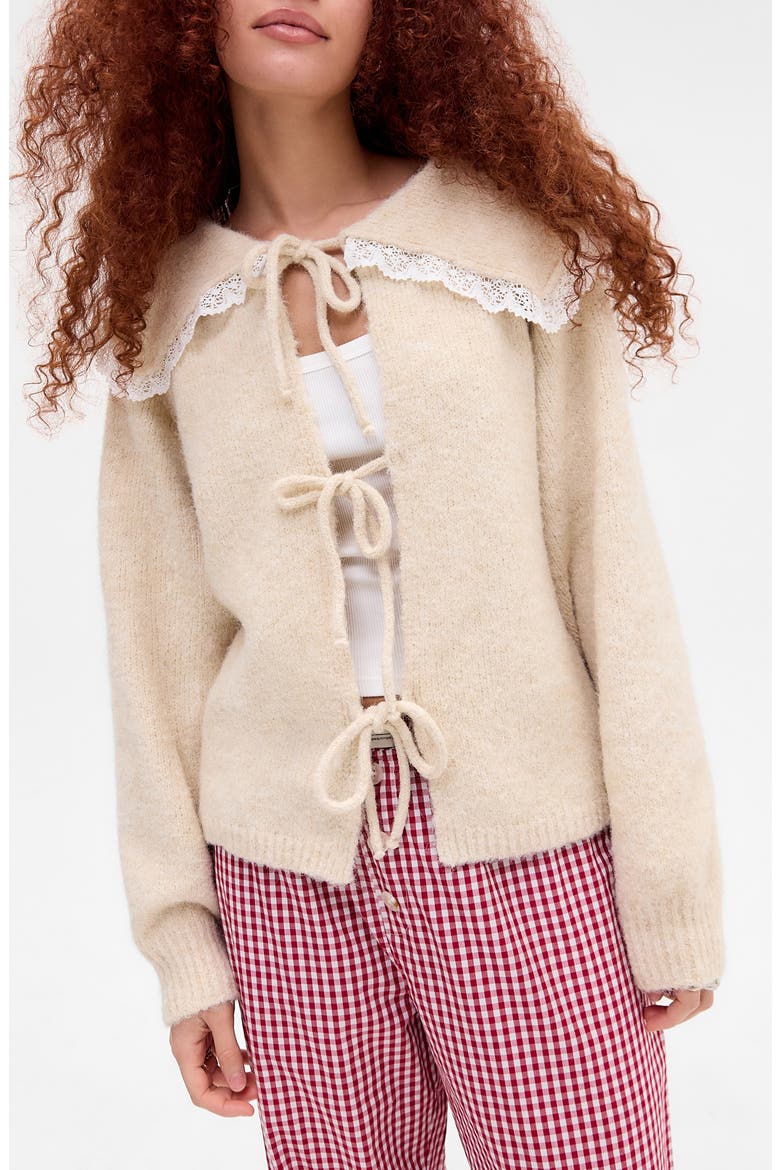 Lace Trim Tie Front Cardigan (Women) | Nordstromrack