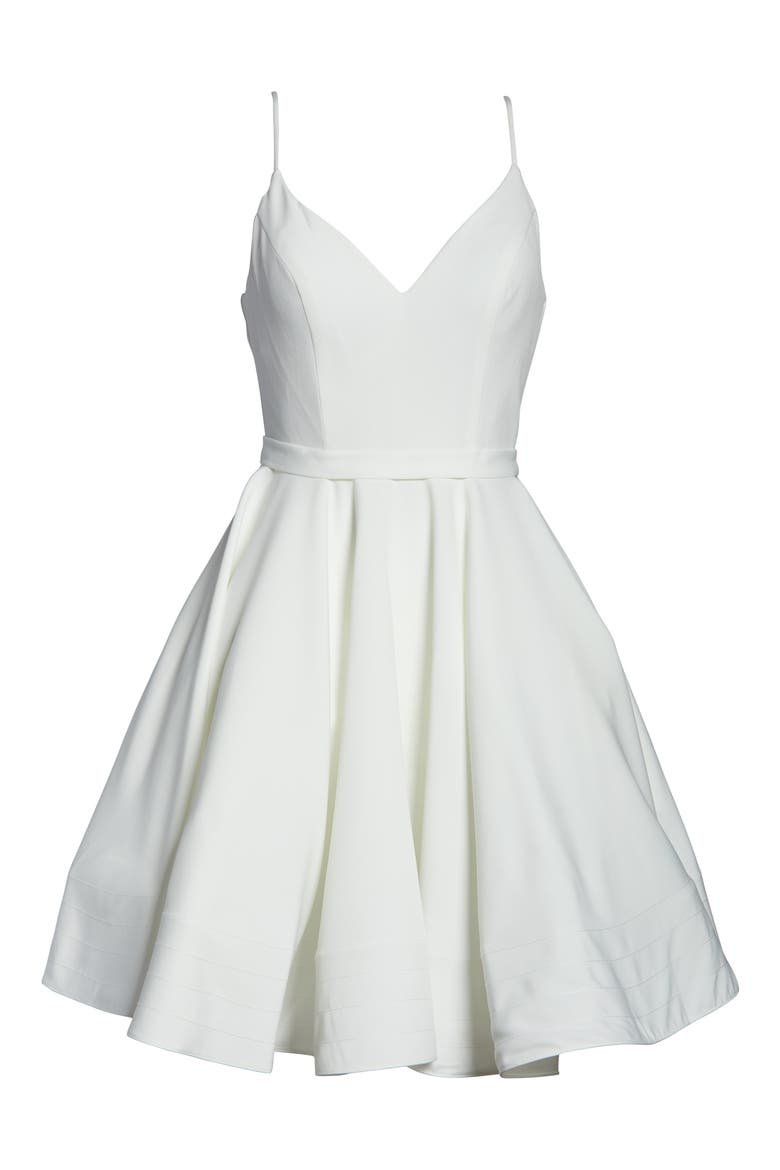 Fit & Flare Cocktail Dress, Alternate, color, WHITE