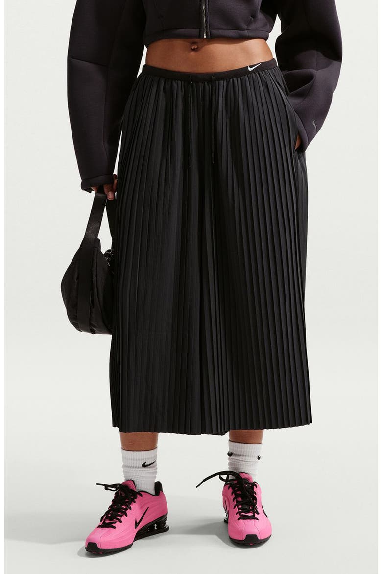 Sportswear Pleated Culottes, Main, color, 010 BLACK/SAIL