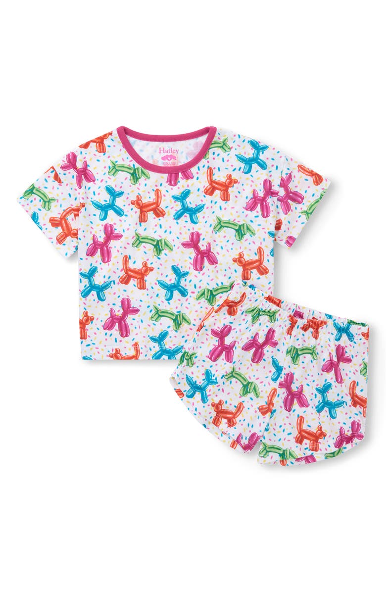 Hatley Kids' Balloon Pet Two-Piece Short Pajamas, Main, color, White