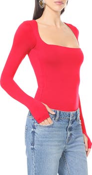 AFRM Ines Long Sleeve Square Neck Top