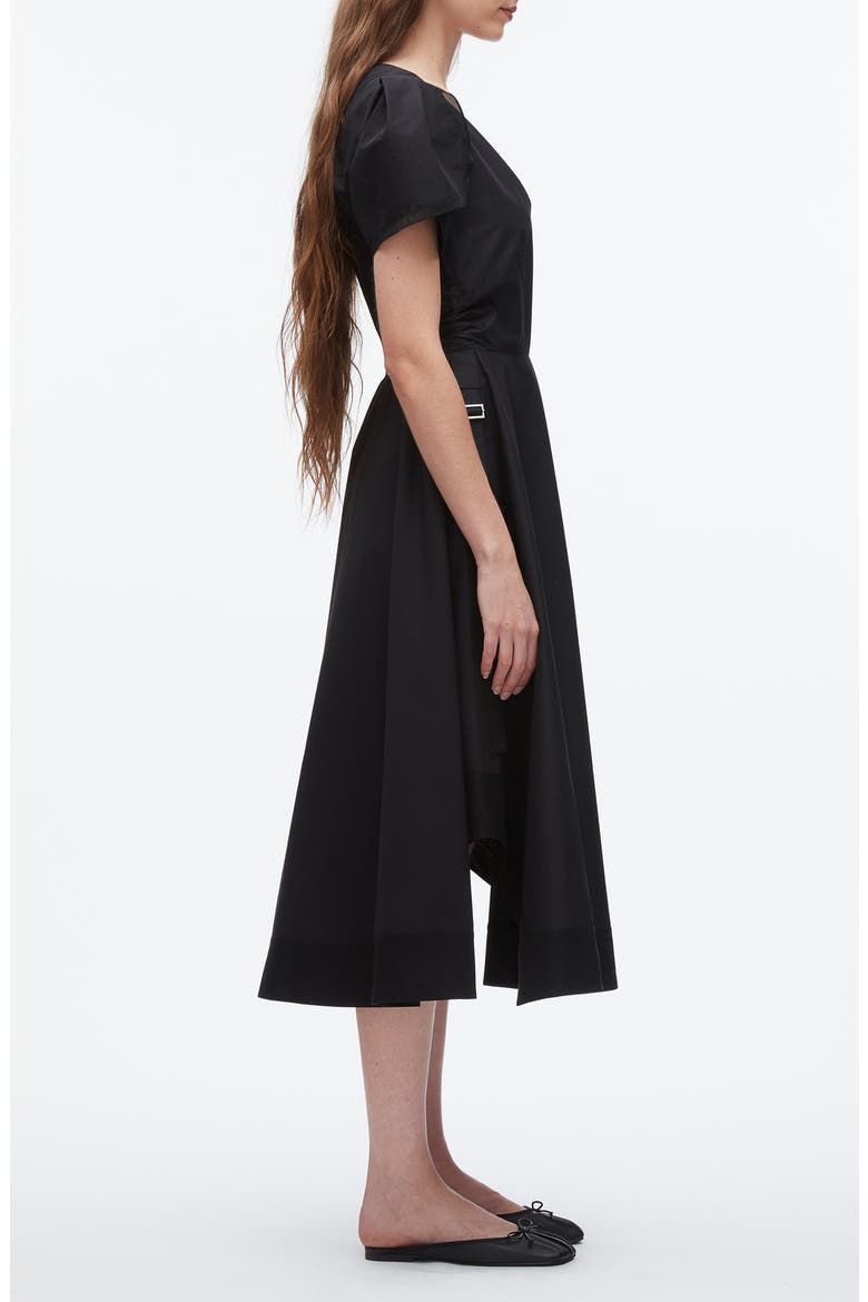 Tulip Sleeve A-Line Dress, Alternate, color, BLACK