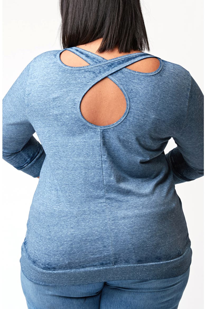Selena Long Sleeve Burnout Tunic Top, Alternate, color, BREAKWATER