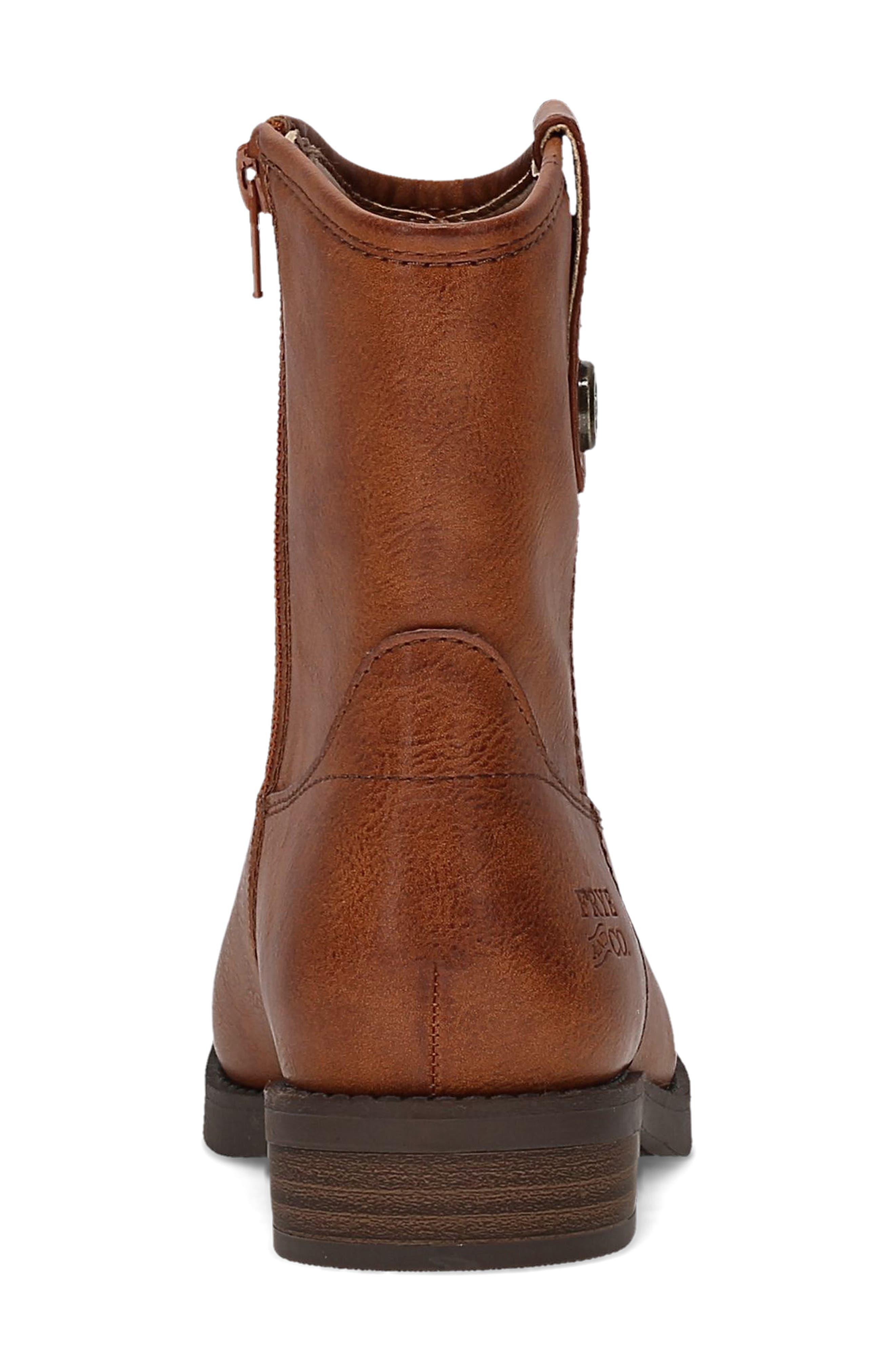 Kellie Button Short Faux Leather Bootie, Alternate, color, COGNAC