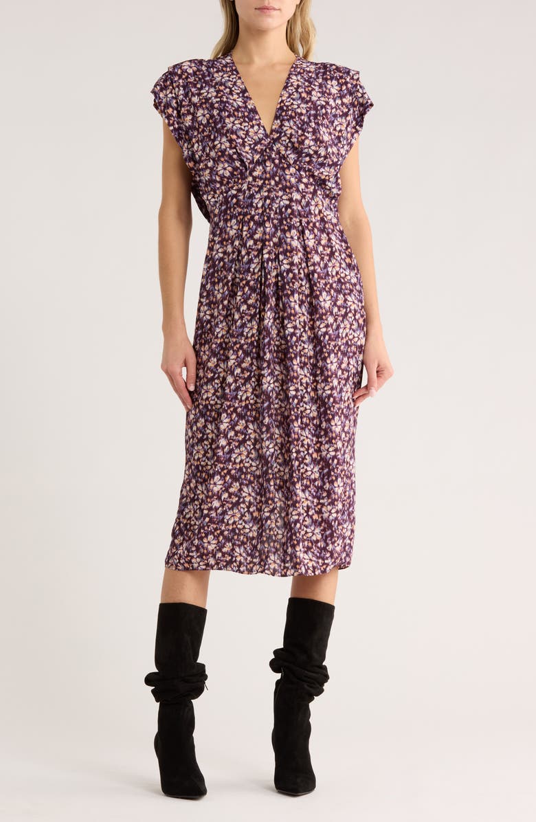 Isabel Marant Étoile Epolia Floral Dress, Main, color, Purple/ Orange