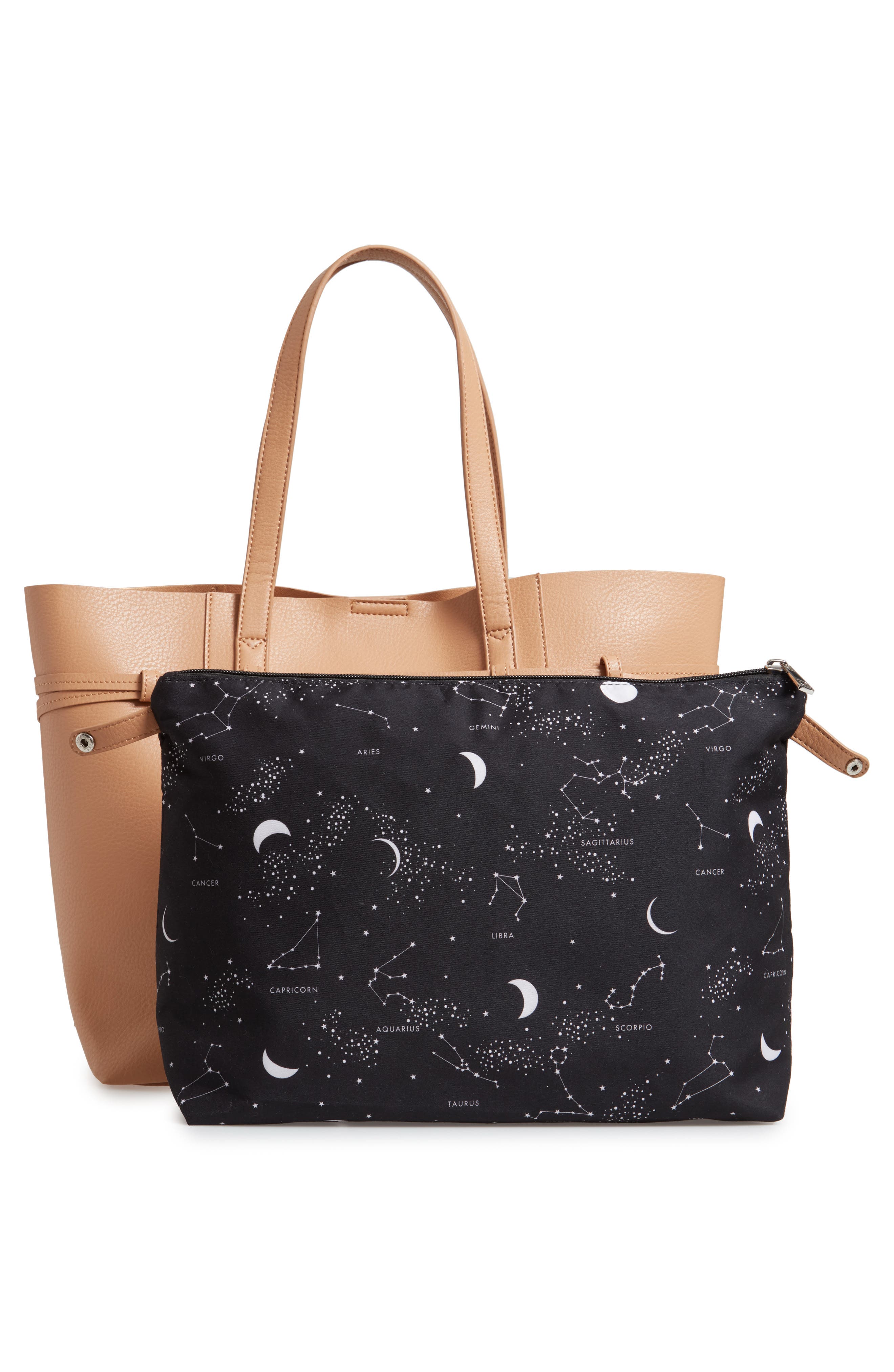 Faux Leather Carryall Tote, Alternate, color, TAN/ ROSE GOLD