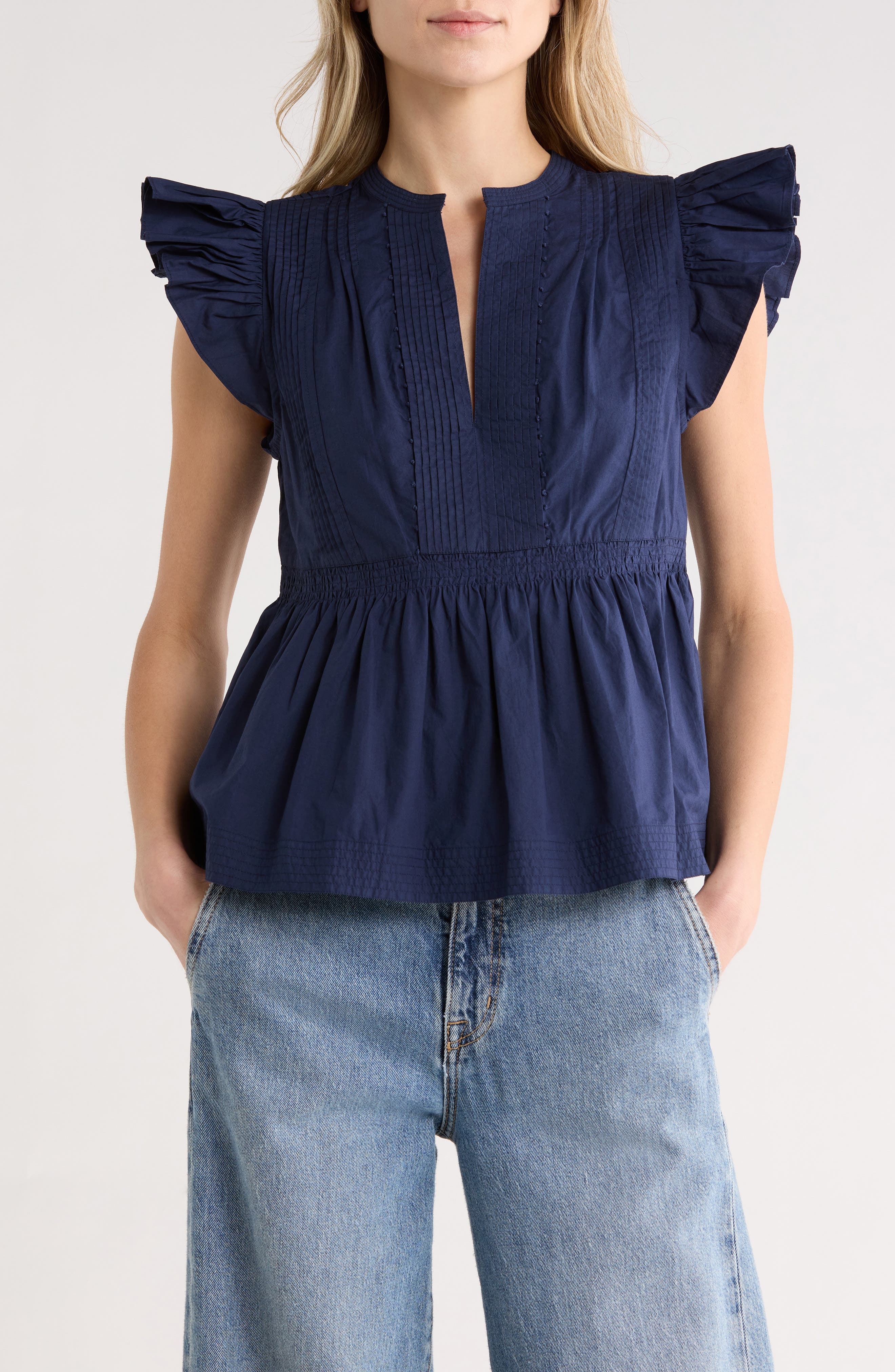 Ulla Johnson Luise Flutter Sleeve Top