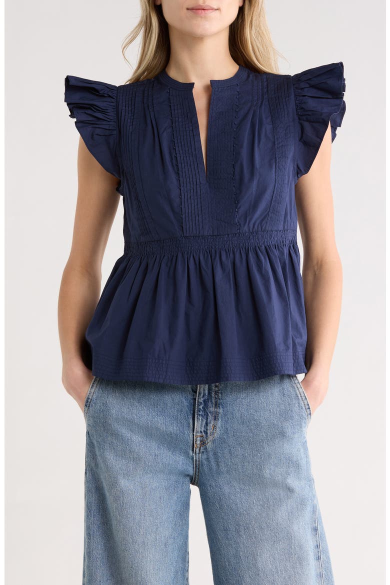 Luise Flutter Sleeve Top, Main, color, MIDNIGHT
