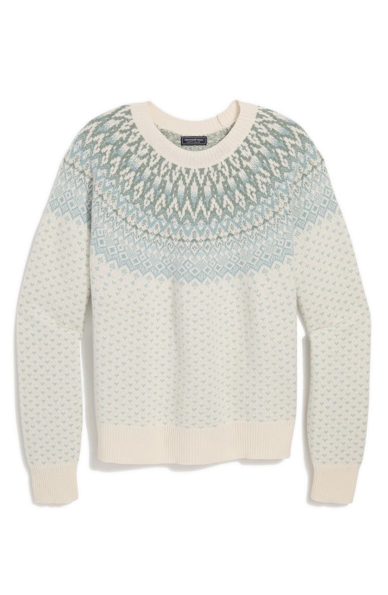 vineyard vines Fair Isle Merino Wool Blend Crewneck Sweater, Main, color, Fairisle Aqua Haze