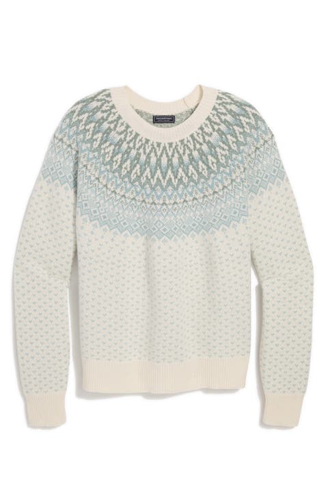 Fair Isle Merino Wool Blend Crewneck Sweater