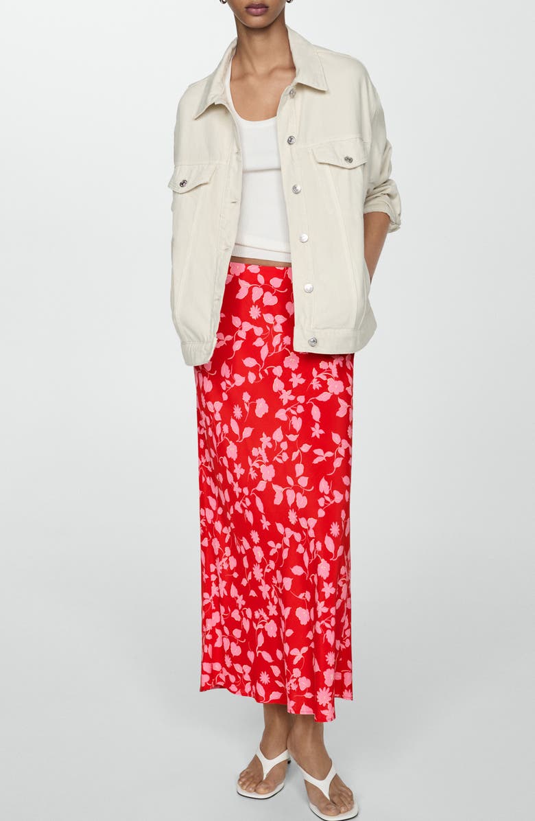 MANGO Floral Maxi Skirt, Alternate, color, Red