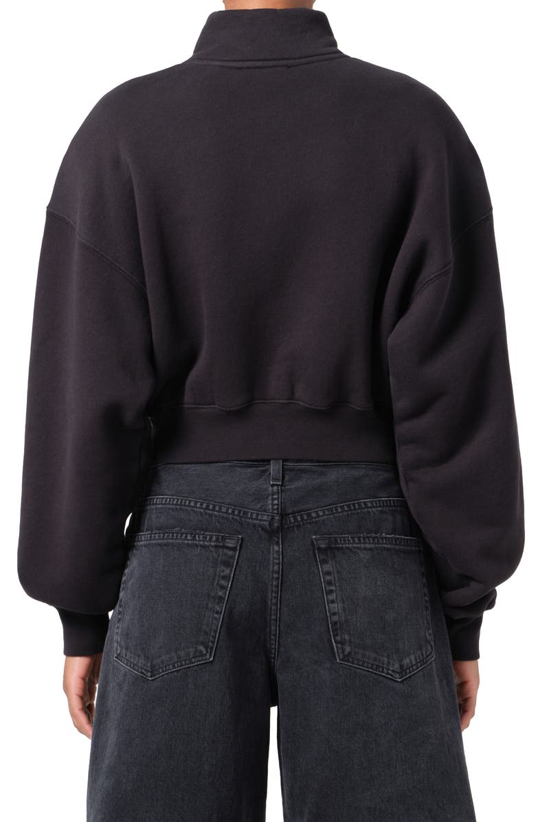 AGOLDE Asta Oversize Crop Zip Sweatshirt, Alternate, color, Washed Blk (Blk W/ Wsh Seams)