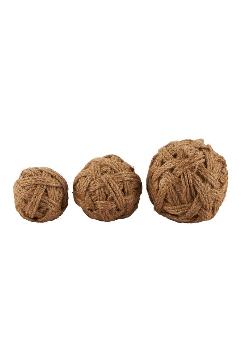 3-Piece Brown Jute Rope Decorative Orbs, Alternate, color, BROWN