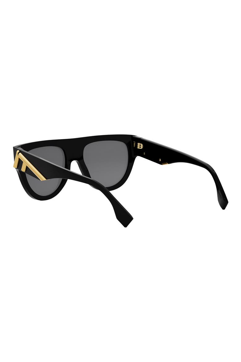 'Fendi First 139mm Flat Top Sunglasses, Alternate, color, SHINY BLACK / SMOKE