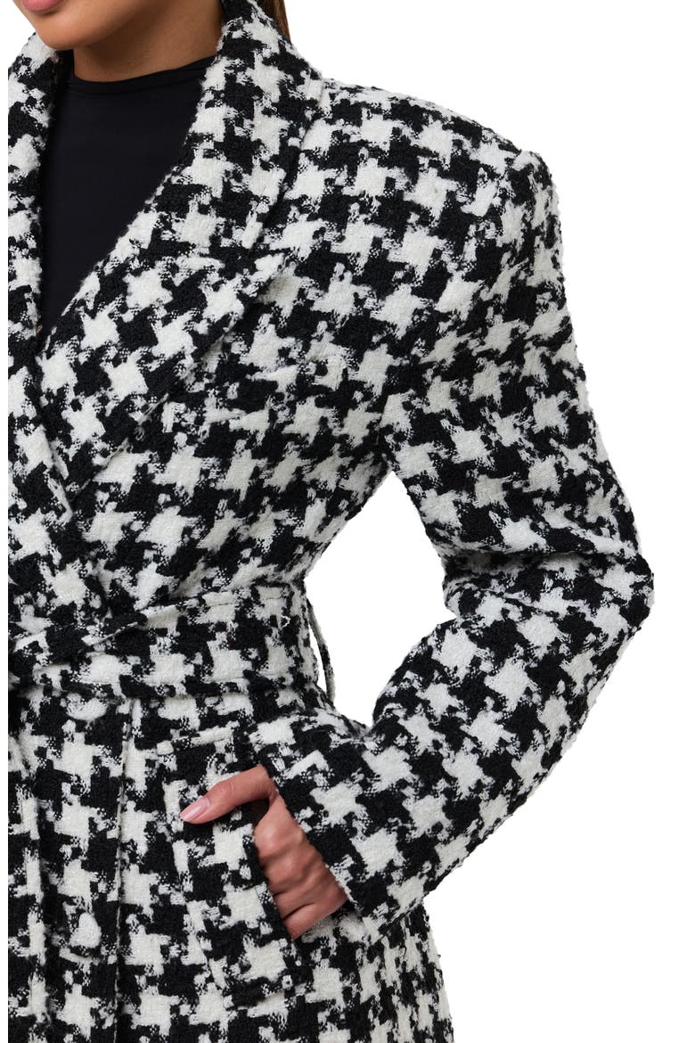 Long Houndstooth Trench Coat, Alternate, color, HOUNDSTOOTH BLACK/ WHITE