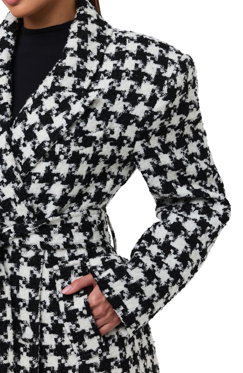 Naked Wardrobe Long Houndstooth Trench Coat, Alternate, color, Houndstooth Black/ White
