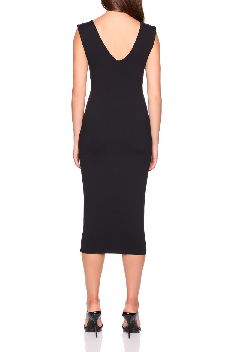 Double V-Neck Jersey Midi Dress, Alternate, color, BLACK