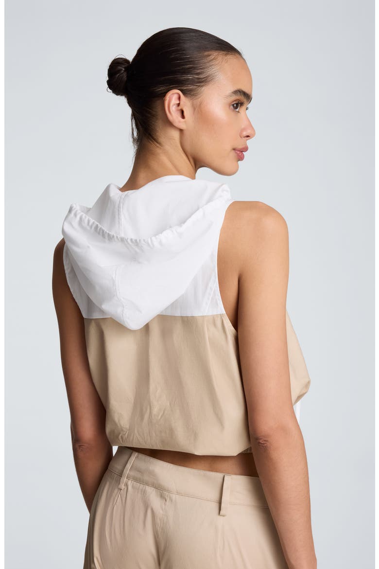 Hooded Sleeveless Stretch Cotton Top, Alternate, color, FARRO/ PURE WHITE