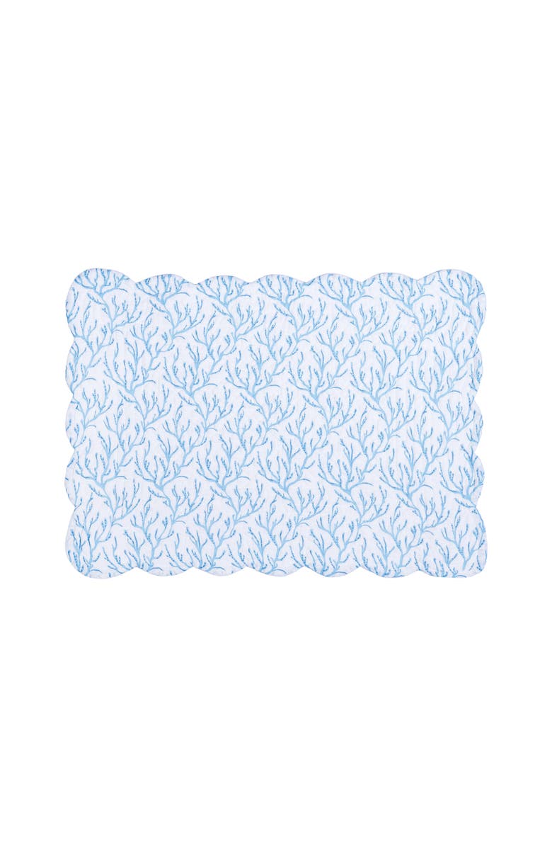C&F Home Chinoiserie Coast Reversible Machine Washable Scallop Quilt Placemats Set of 6, Alternate, color, Blue