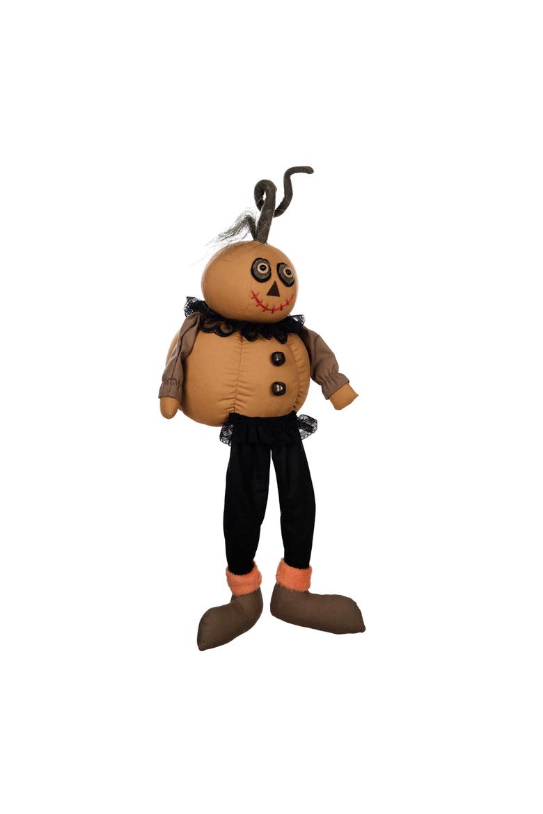 Jack-O-Lantern Halloween Vintage Folk Art Figurine 8.25", Main, color, Orange