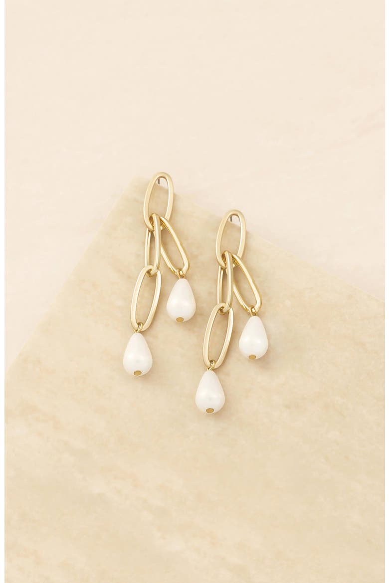 Freshwater Pearl Drop Earrings, Alternate, color, GOLD