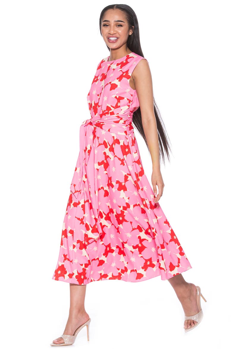 Paris Sleeveless Asymmetric Tie Midi Dress, Alternate, color, PINK MULTI