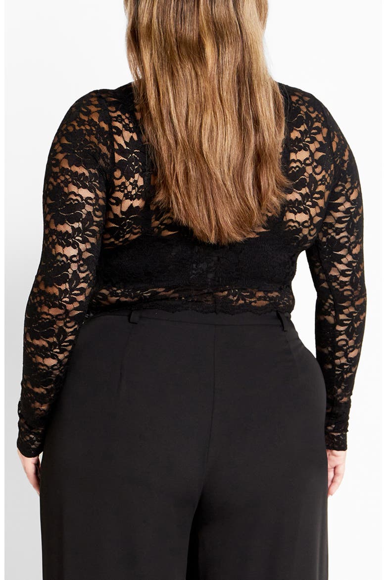 Arlette Sheer Lace Crop Top, Alternate, color, BLACK