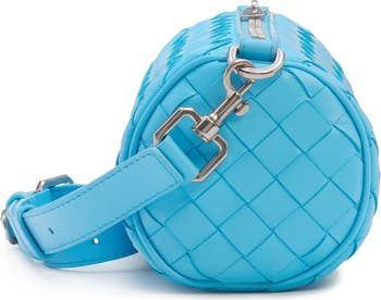 ショルダーバッグ Bottega Veneta Barrel Mini Crossbody Bag In Intrecciato Vn Barrel Intrecciato leather crossbody bag in blue - Bottega